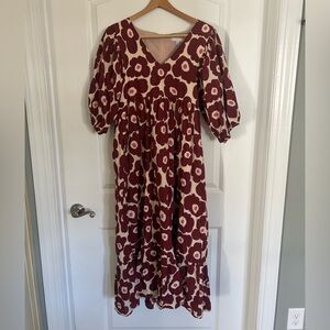 Karlie boutique 100% cotton red floral maxi dress